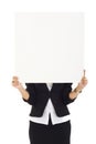 Businesswoman Holding a Blank White Sign Royalty Free Stock Photo