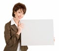 Businesswoman Holding a Blank White Sign Royalty Free Stock Photo