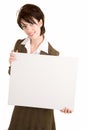Businesswoman Holding a Blank White Sign Royalty Free Stock Photo