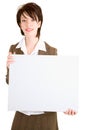 Businesswoman Holding a Blank White Sign Royalty Free Stock Photo