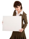 Businesswoman Holding a Blank White Sign Royalty Free Stock Photo