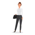 Businesswoman holding briefcase and standing at business meeting Royalty Free Stock Photo