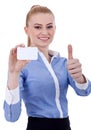 Businesswoman holding business card Royalty Free Stock Photo