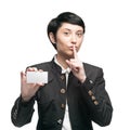 Businesswoman holding business card Royalty Free Stock Photo