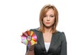 Businesswoman holding CD