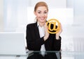 Businesswoman holding email sign Royalty Free Stock Photo