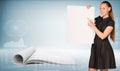 Businesswoman holding empty paper Royalty Free Stock Photo