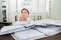 Businesswoman Holding Flag With The Text Help