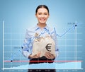 Businesswoman holding money bags with euro Royalty Free Stock Photo