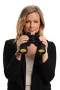 Businesswoman holding a pair of binoculars Royalty Free Stock Photo