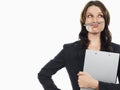 Businesswoman Holding Pen Under Her Nose Royalty Free Stock Photo