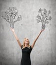 Businesswoman holding tree Royalty Free Stock Photo