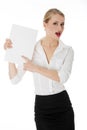 A businesswoman holding white board Royalty Free Stock Photo