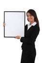 Businesswoman holding white board Royalty Free Stock Photo