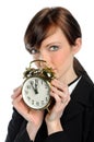 Businesswoman Holfing Alarm Clock
