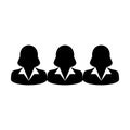 Businesswoman icon vector female group of persons symbol avatar for management team in flat color glyph pictogram