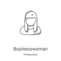 businesswoman icon vector from professions collection. Thin line businesswoman outline icon vector illustration. Linear symbol for Royalty Free Stock Photo