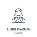 businesswoman icon vector from workplace collection. Thin line businesswoman outline icon vector illustration Royalty Free Stock Photo