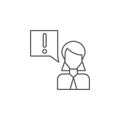 Businesswoman, info, help icon. Element of teamwork icon. Thin line icon for website design and development, app development.