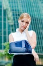 Businesswoman With Injured Arm Royalty Free Stock Photo