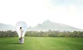 Businesswoman inside light bulb Royalty Free Stock Photo