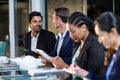 Businesswoman interacting with a colleague Royalty Free Stock Photo