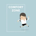 Businesswoman jumping out of the comfort zone to success. Royalty Free Stock Photo