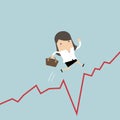 Businesswoman jumps over the gap in growth chart. Royalty Free Stock Photo