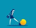 A businesswoman kicking a broken light bulb. Thinking that doesn`t work Royalty Free Stock Photo