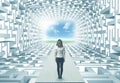Businesswoman in labyrinth Royalty Free Stock Photo