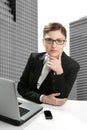 Businesswoman laptop and glasses portrait Royalty Free Stock Photo