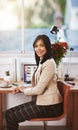 Businesswoman, laptop and home office in portrait with smile for creative in small business with confidence at desk Royalty Free Stock Photo