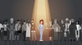 Businesswoman Leader Stand Out From Crowd Individual, Spotlight Hire Human Resource Recruitment Candidate People Group Royalty Free Stock Photo