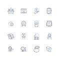 Businesswoman line icons collection. Ambitious, Assertive, Confident, Dedicated, Diligent, Driven, Efficient vector and