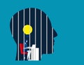 Businesswoman is locked in the head. Concept business vector illustration, Prison, No Freedom