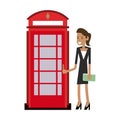Businesswoman and london telephone cabin