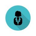 Businesswoman long shadow icon. Simple glyph, flat vector of web icons for ui and ux, website or mobile application