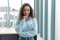 Businesswoman looking at camera, female leader posing for photo. Head shot portrait confident African American Royalty Free Stock Photo