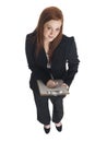 Businesswoman - looking up clipboard Royalty Free Stock Photo