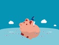 Businesswoman loss of savings. Concept business vector illustration, Sad, Risk, Problem