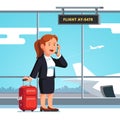 Businesswoman with luggage going on business trip Royalty Free Stock Photo