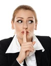 Businesswoman making silence sign Royalty Free Stock Photo