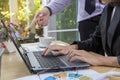 businesswoman and man dicussing data in meeting at office.