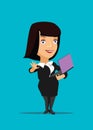 Businesswoman manager CEO organizing using and holding laptop illustration