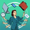 Businesswoman many hands business idea time Royalty Free Stock Photo