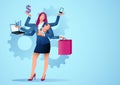 Businesswoman with many hands symbolizing for multitasking Royalty Free Stock Photo