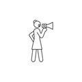 Businesswoman, megaphone icon. Element of independent woman line icon