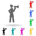 businesswoman, megaphone multi color style icon. Simple glyph, flat vector of business woman icons for ui and ux, website or Royalty Free Stock Photo