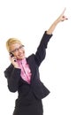 Businesswoman with mobile phone winning Royalty Free Stock Photo