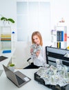 Businesswoman with money. Business woman smile happy with money. Girl with cash. Royalty Free Stock Photo